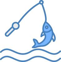 Fishing Line Filled Blue Icon vector