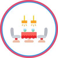 Dining Table Flat Circle Icon vector