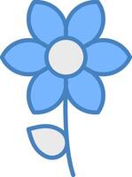 Flower Line Filled Blue Icon vector