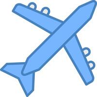 Aeroplane Line Filled Blue Icon vector