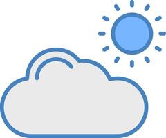 nube línea lleno azul icono vector