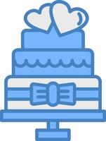 Wedding Cake Line Filled Blue Icon vector