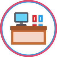 Desk Flat Circle Icon vector