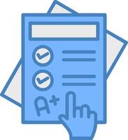 Exam Line Filled Blue Icon vector