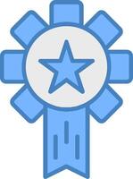 premio línea lleno azul icono vector