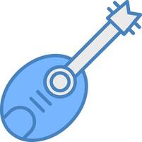 guitarra línea lleno azul icono vector