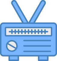 Radio Line Filled Blue Icon vector