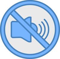 No Sound Line Filled Blue Icon vector