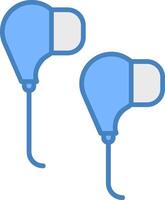 Earphones Line Filled Blue Icon vector