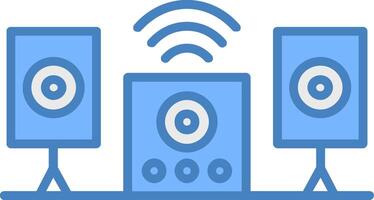 Audio System Line Filled Blue Icon vector