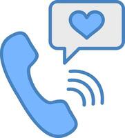 Telephone Line Filled Blue Icon vector
