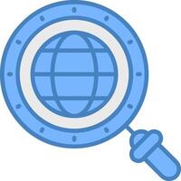 Magnifying Glass Line Filled Blue Icon vector