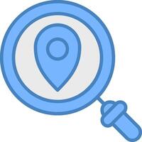 Map Pointer Line Filled Blue Icon vector