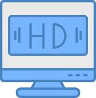 hd línea lleno azul icono vector