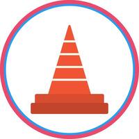 Traffic Cone Flat Circle Icon vector