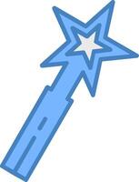 Magic Wand Line Filled Blue Icon vector