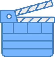 Clapperboard Line Filled Blue Icon vector