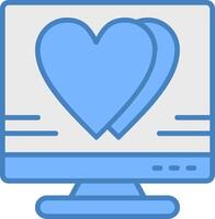Heart Line Filled Blue Icon vector