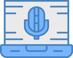 Record Line Filled Blue Icon vector