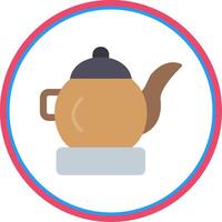 Tea Pot Flat Circle Icon vector