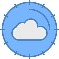 nube informática línea lleno azul icono vector