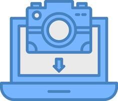 Pictures Line Filled Blue Icon vector