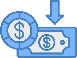 Dollar Line Filled Blue Icon vector