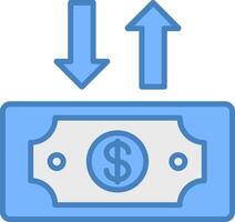 Dollar Bill Line Filled Blue Icon vector