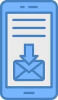 correo línea lleno azul icono vector