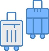 maletas línea lleno azul icono vector