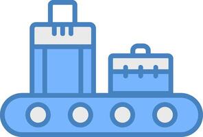 Conveyor Line Filled Blue Icon vector