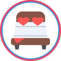 Double Bed Flat Circle Icon vector