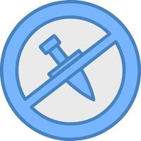 No Knife Line Filled Blue Icon vector