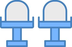 asientos línea lleno azul icono vector