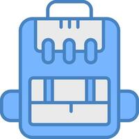 Backpack Line Filled Blue Icon vector