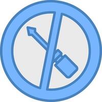 No Screwdriver Line Filled Blue Icon vector