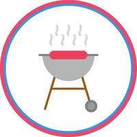 BBQ Grill Flat Circle Icon vector