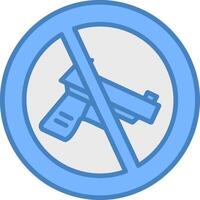 No Gun Line Filled Blue Icon vector