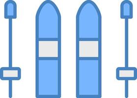 esquiar línea lleno azul icono vector