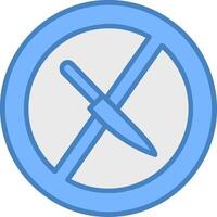 No Knife Line Filled Blue Icon vector