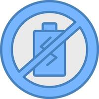 No Battery Line Filled Blue Icon vector