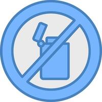 No encendedor línea lleno azul icono vector