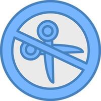 No Scissors Line Filled Blue Icon vector