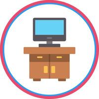 Tv Table Flat Circle Icon vector