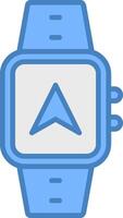 Gps Navigation Line Filled Blue Icon vector