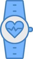 Heart Rate Monitor Line Filled Blue Icon vector