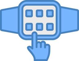 Touchscreen Line Filled Blue Icon vector