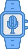 Microphone Line Filled Blue Icon vector