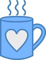 Cups Line Filled Blue Icon vector