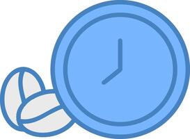 Coffee Time Line Filled Blue Icon vector